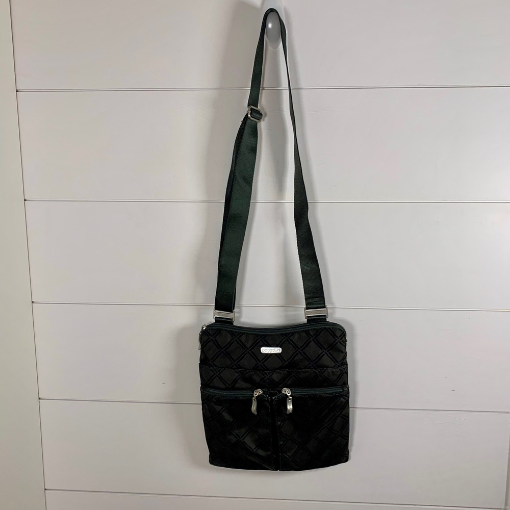 Baggallini Horizon Nylon Crossbody Travel Bag Messenger Gray Geometric‎ Adjust - Picture 3 of 6